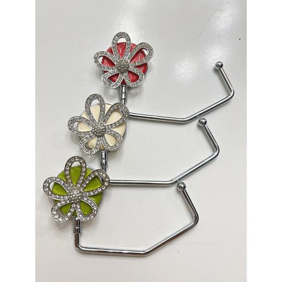 Spring Street Design Swarovski Crystal Flower Lot Of 3 Handbag Purse Holder - Picture 2 of 2